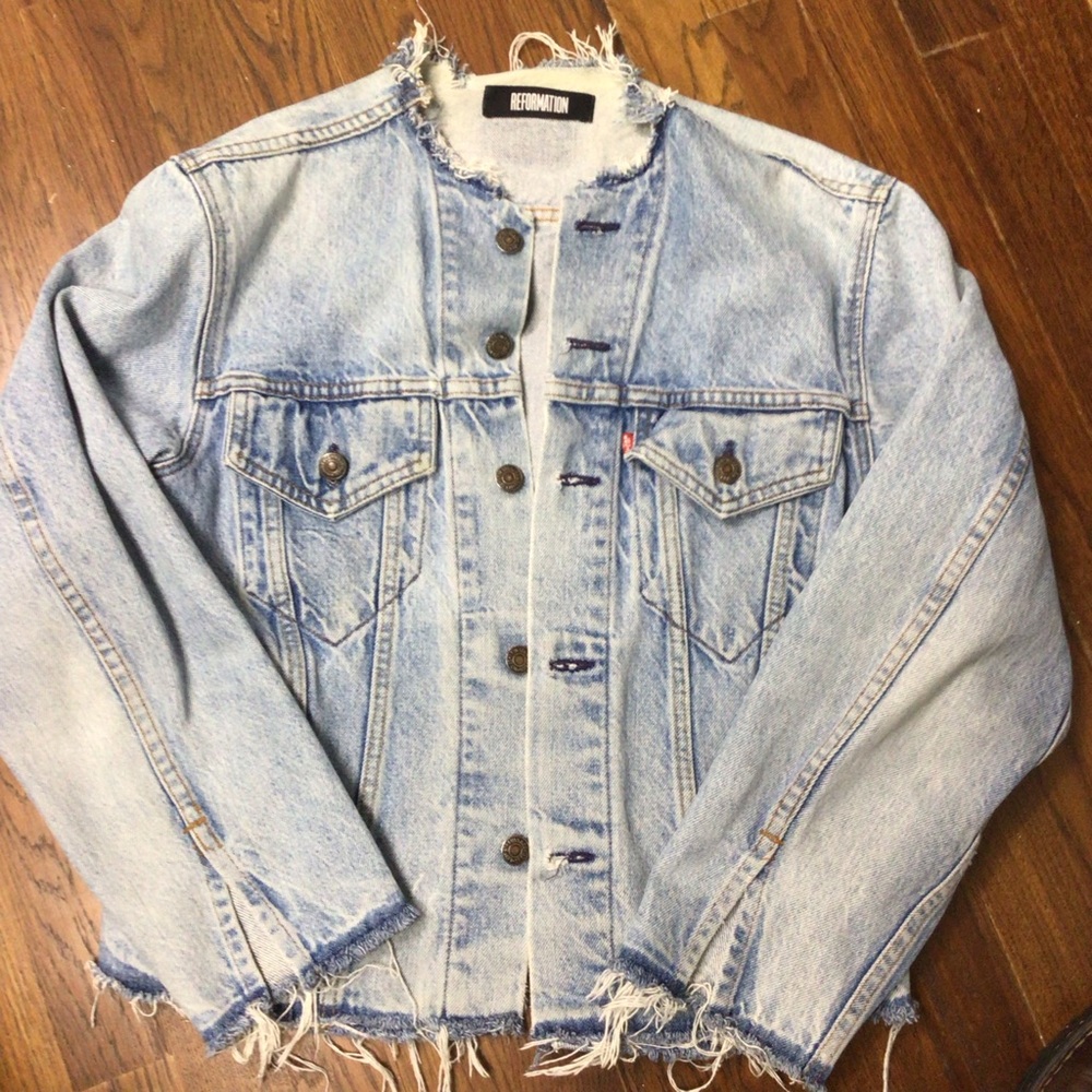 Reformation X Levi’s light wash denim jacket USA made womens S
